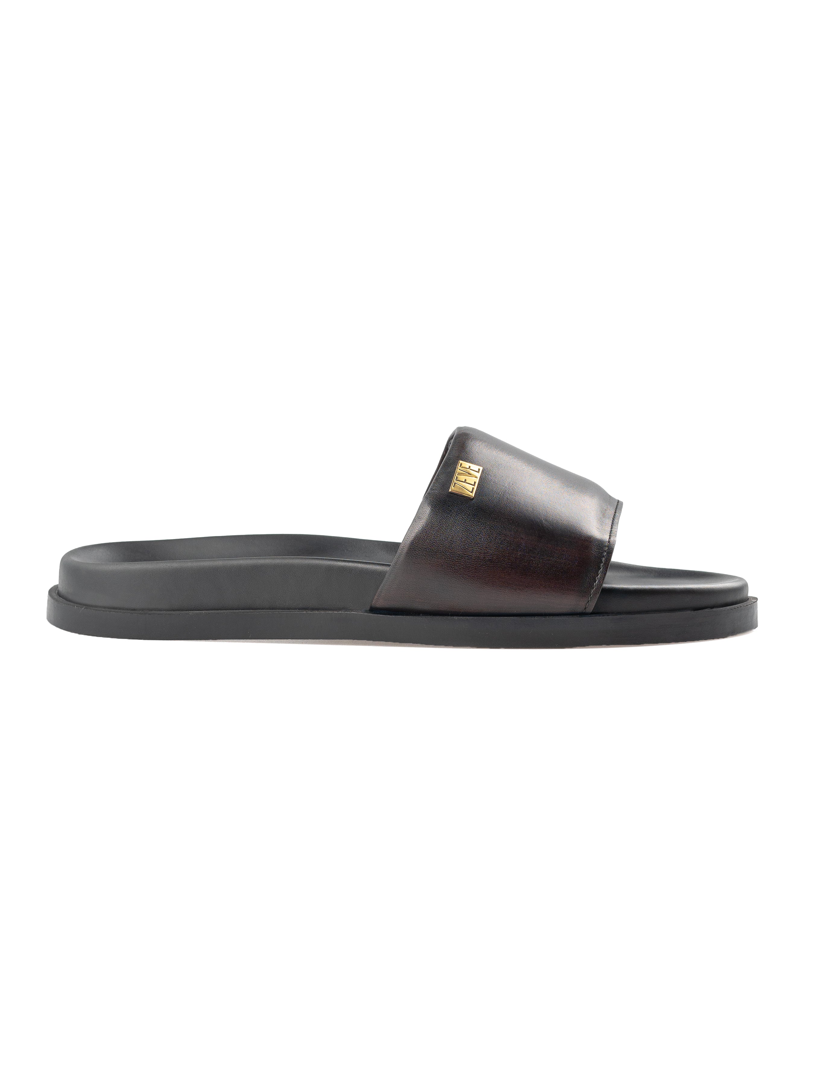 Slide Sandal - Coffee Patina Leather