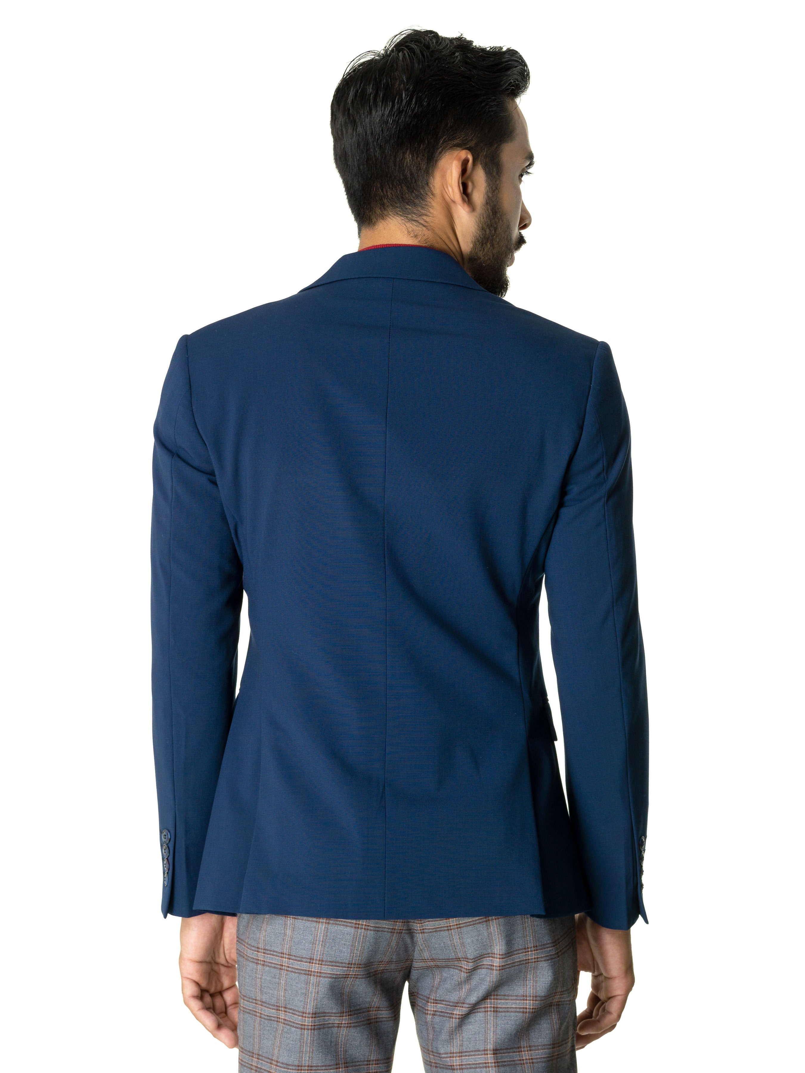Single Breasted Suit Blazer - Royal Blue Plain (Notch Lapel) - Zeve Shoes