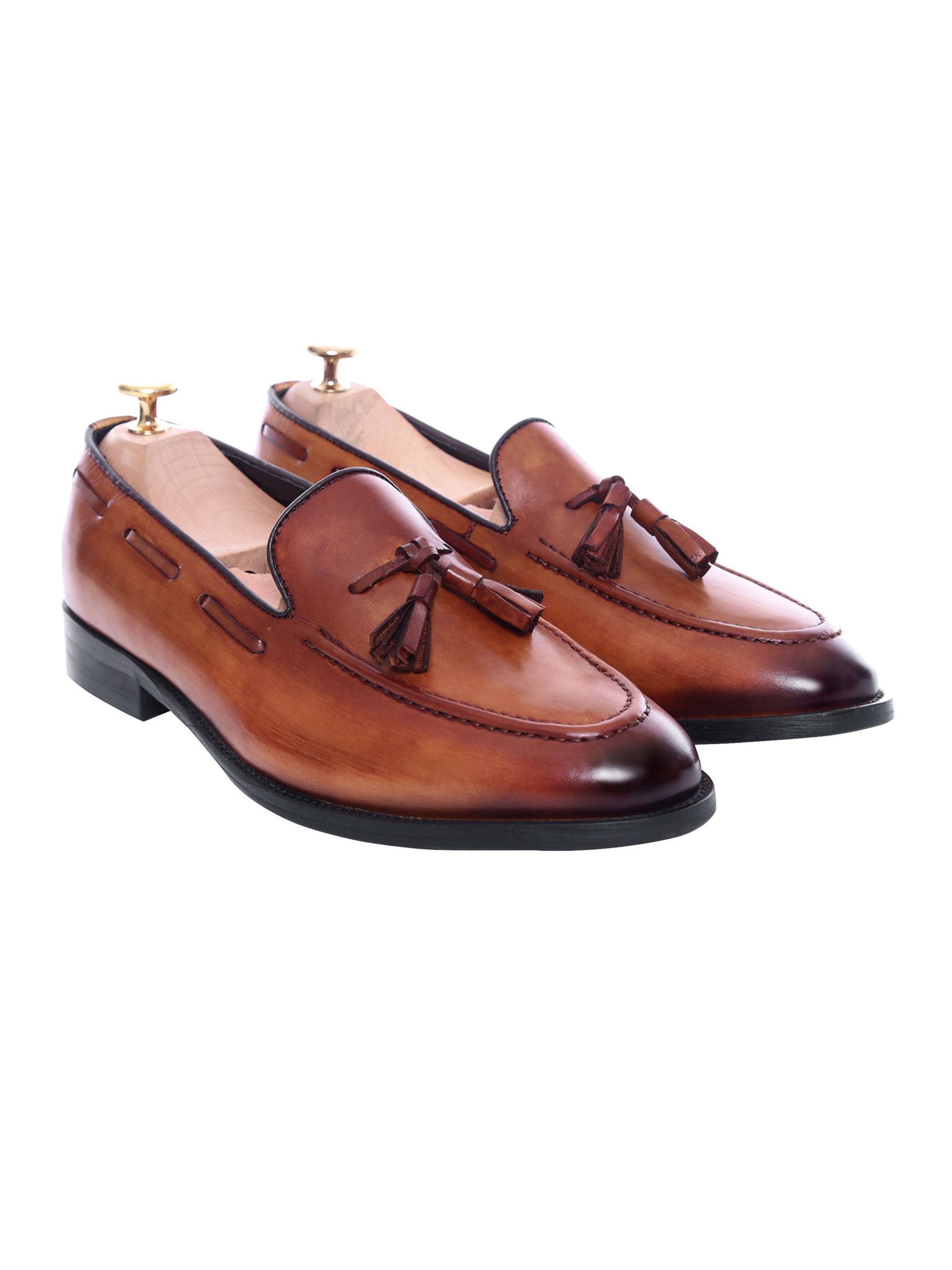 Tassel Loafer - Cognac Tan (Hand Painted Patina) - Zeve Shoes