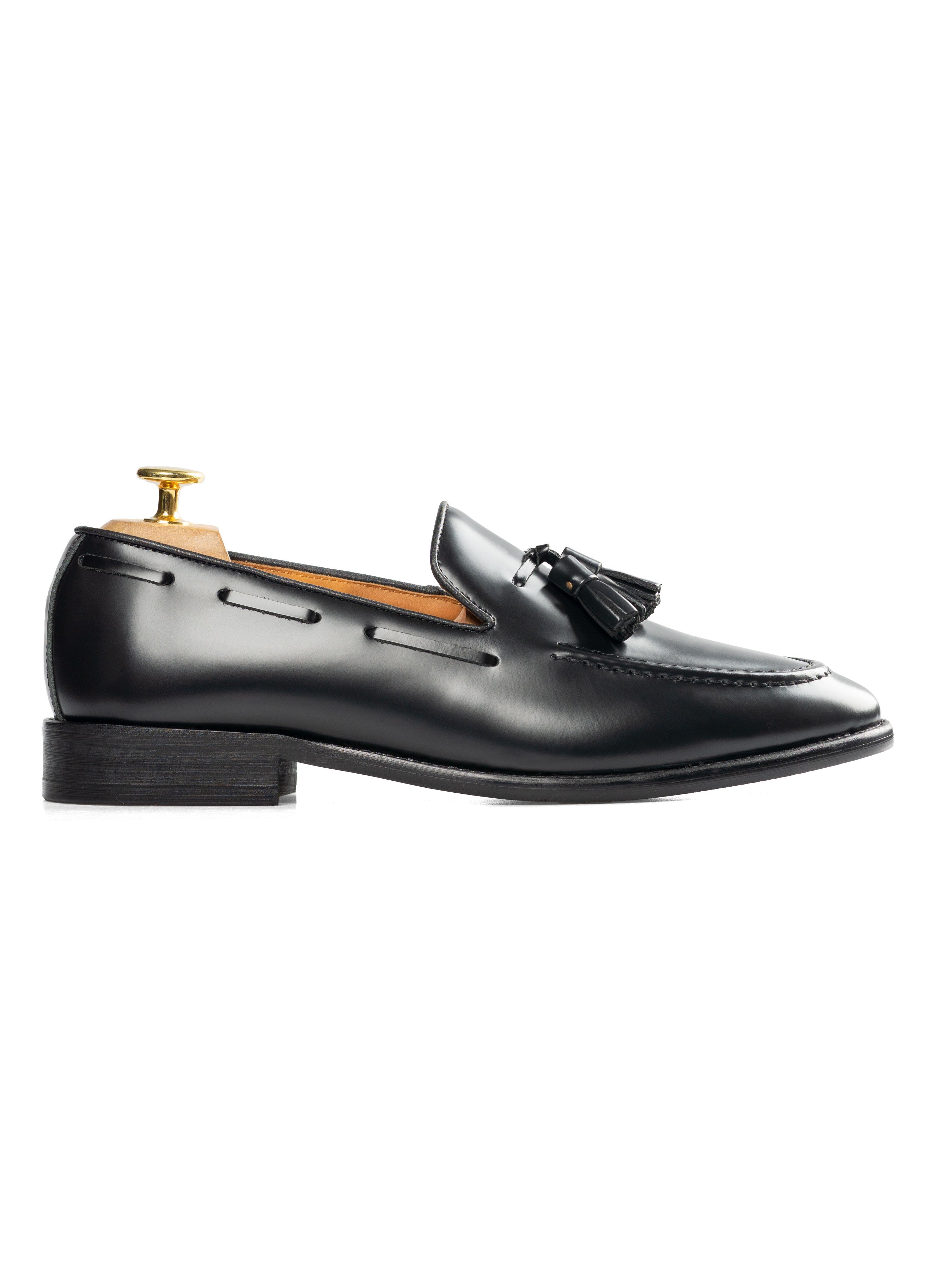 Tassel Loafer - Black Polished Leather - Zeve Shoes