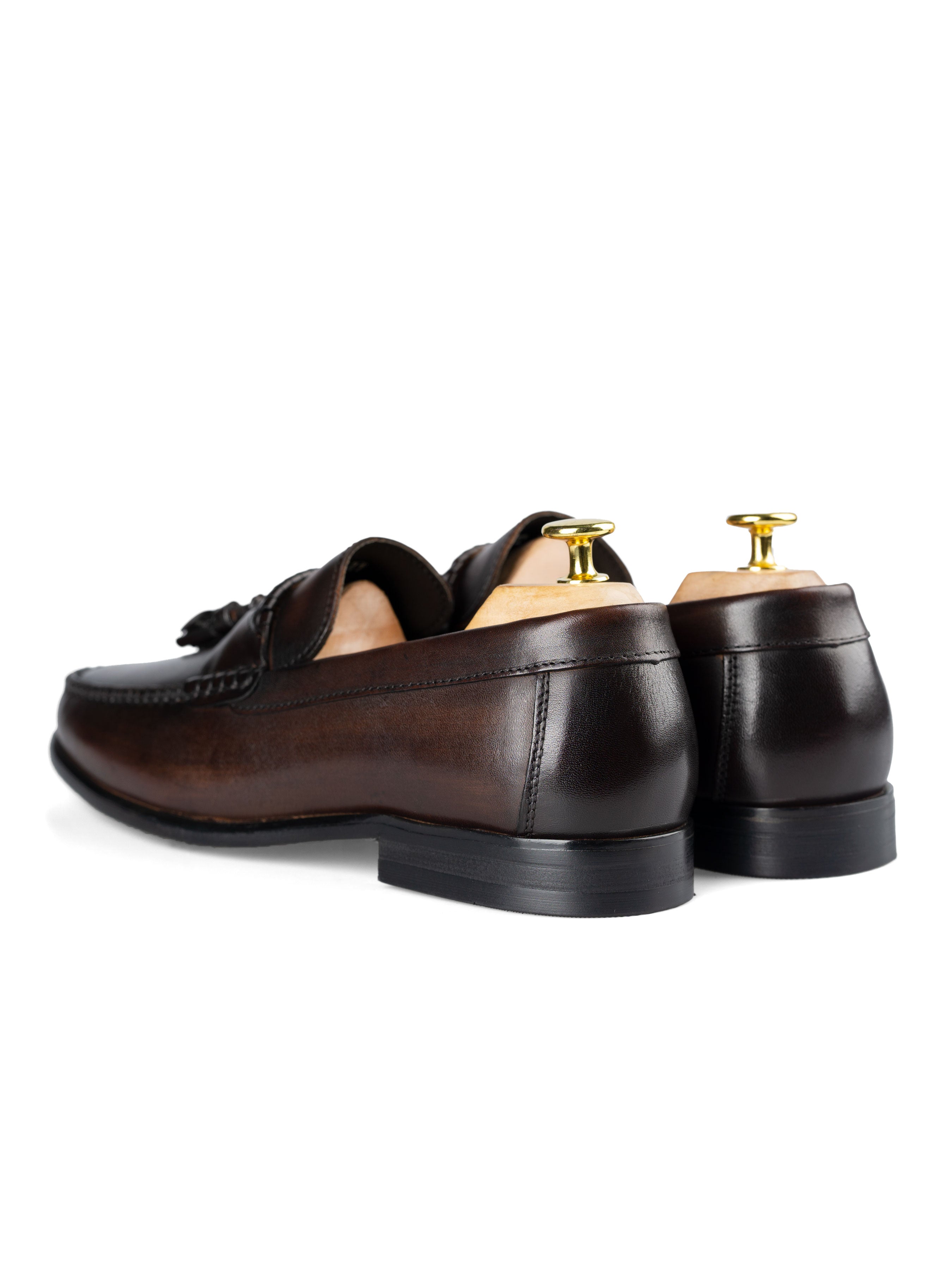 Tassel Moccasin Loafer - Dark Brown (Hand Painted Patina) - Zeve Shoes