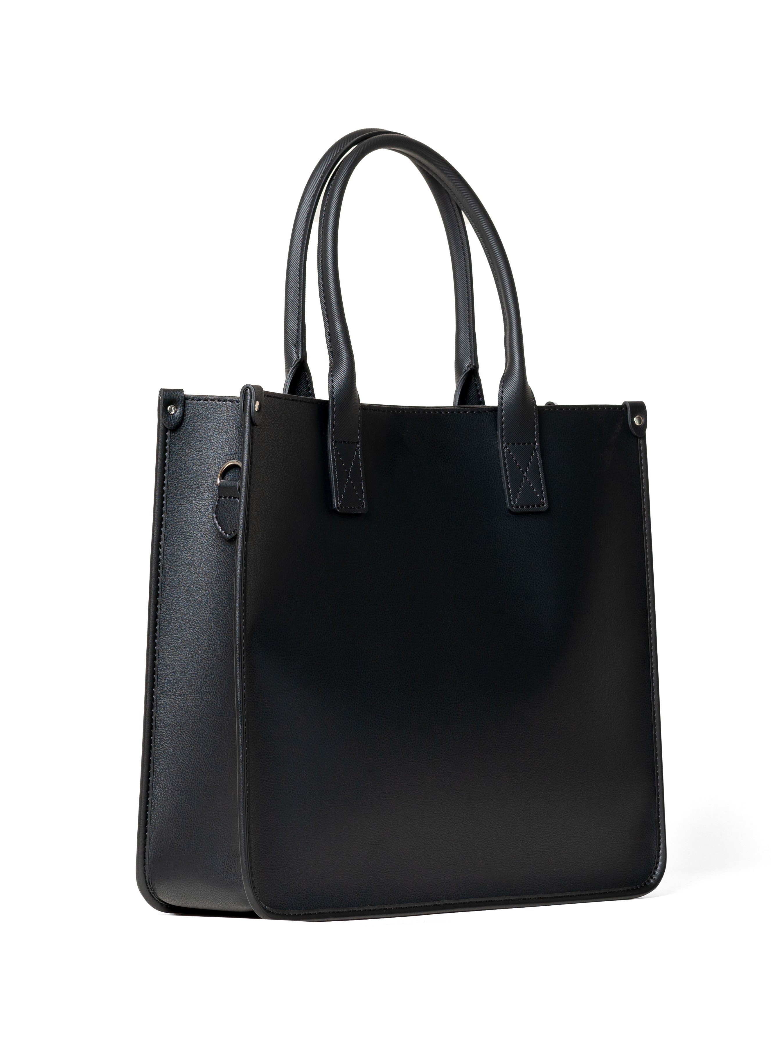 Ares Tote Bag - Black Stripe Textured - Zeve Shoes