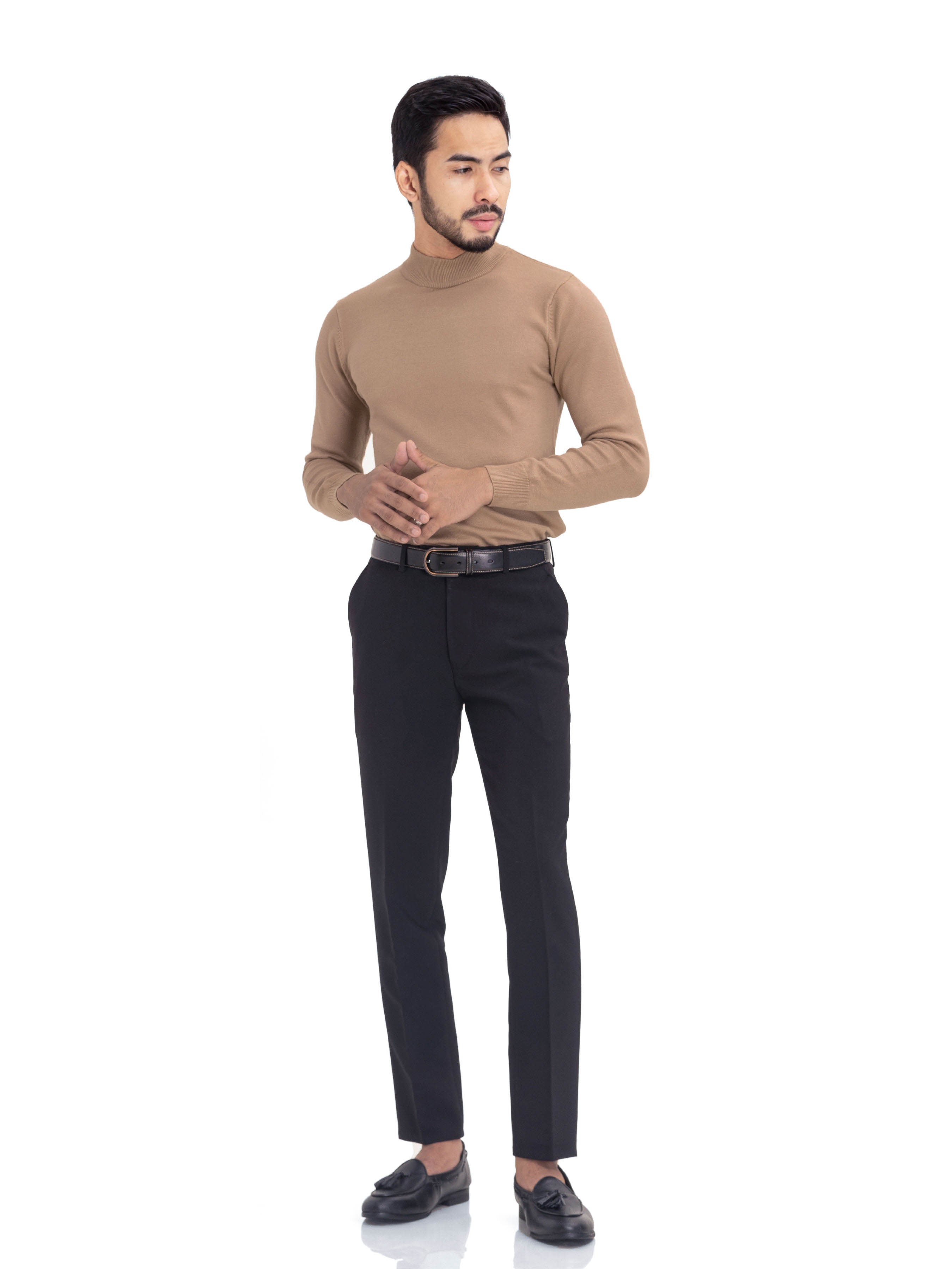 Turtleneck Cashmere Sweater - Brown - Zeve Shoes