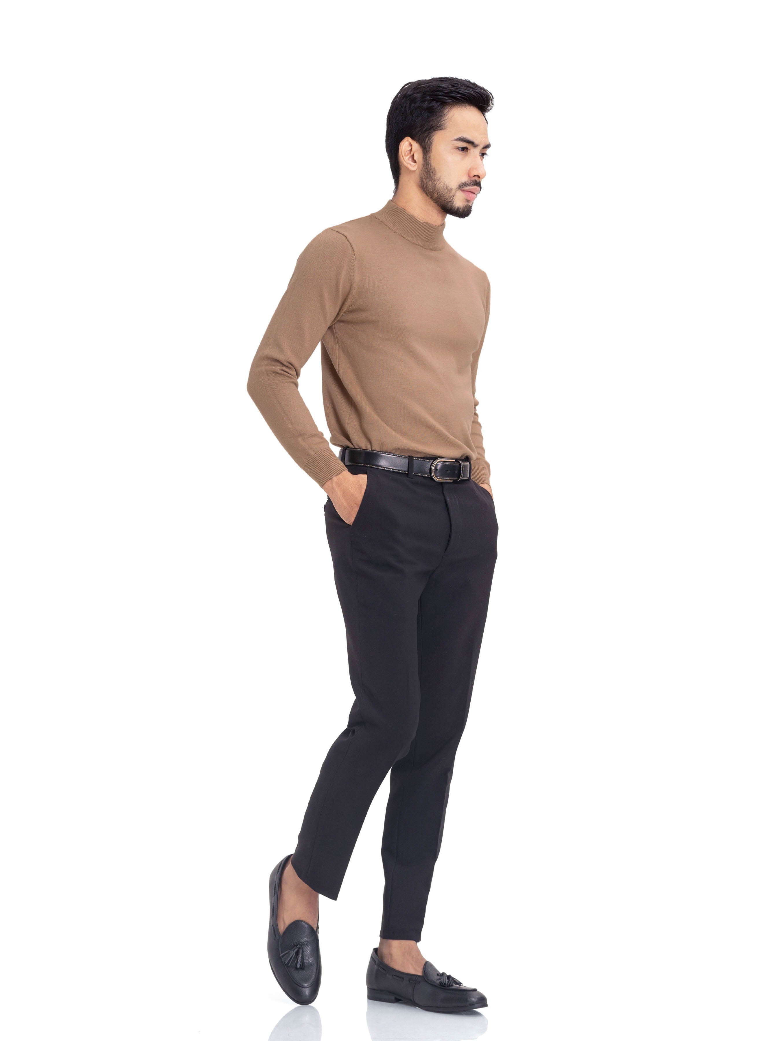 Turtleneck Cashmere Sweater - Brown - Zeve Shoes