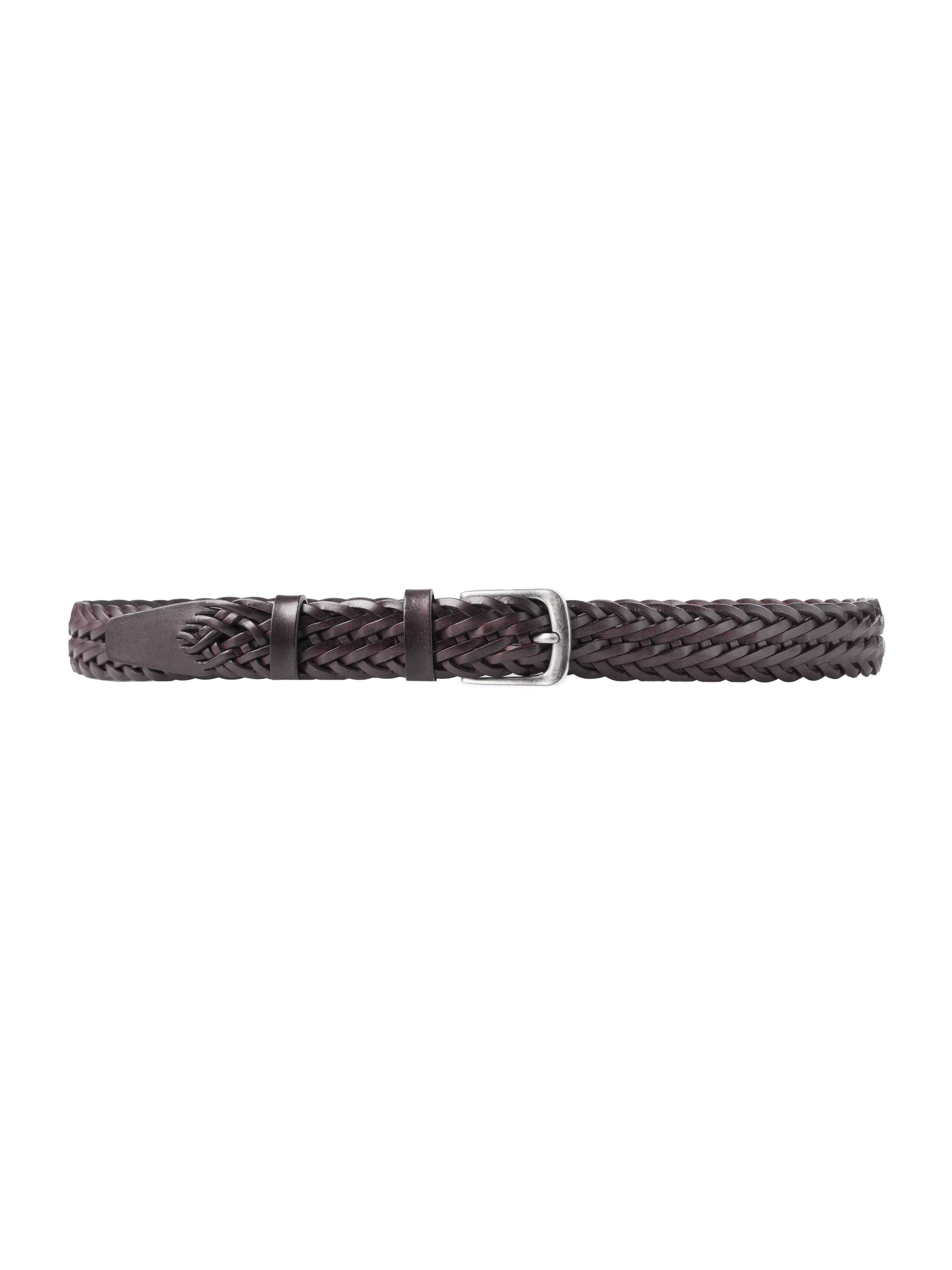 Weave Leather Belt with Palladium - Toned Buckle