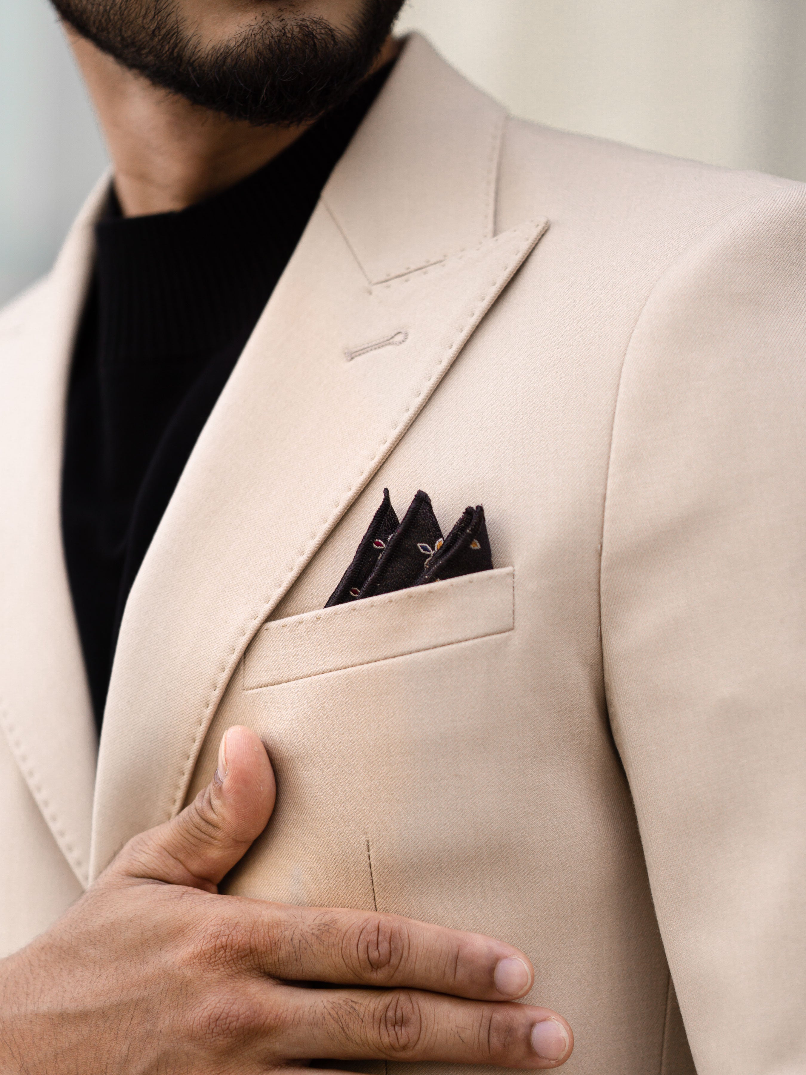 Single Breasted Suit Blazer - Beige Plain (Peak Lapel) - Zeve Shoes