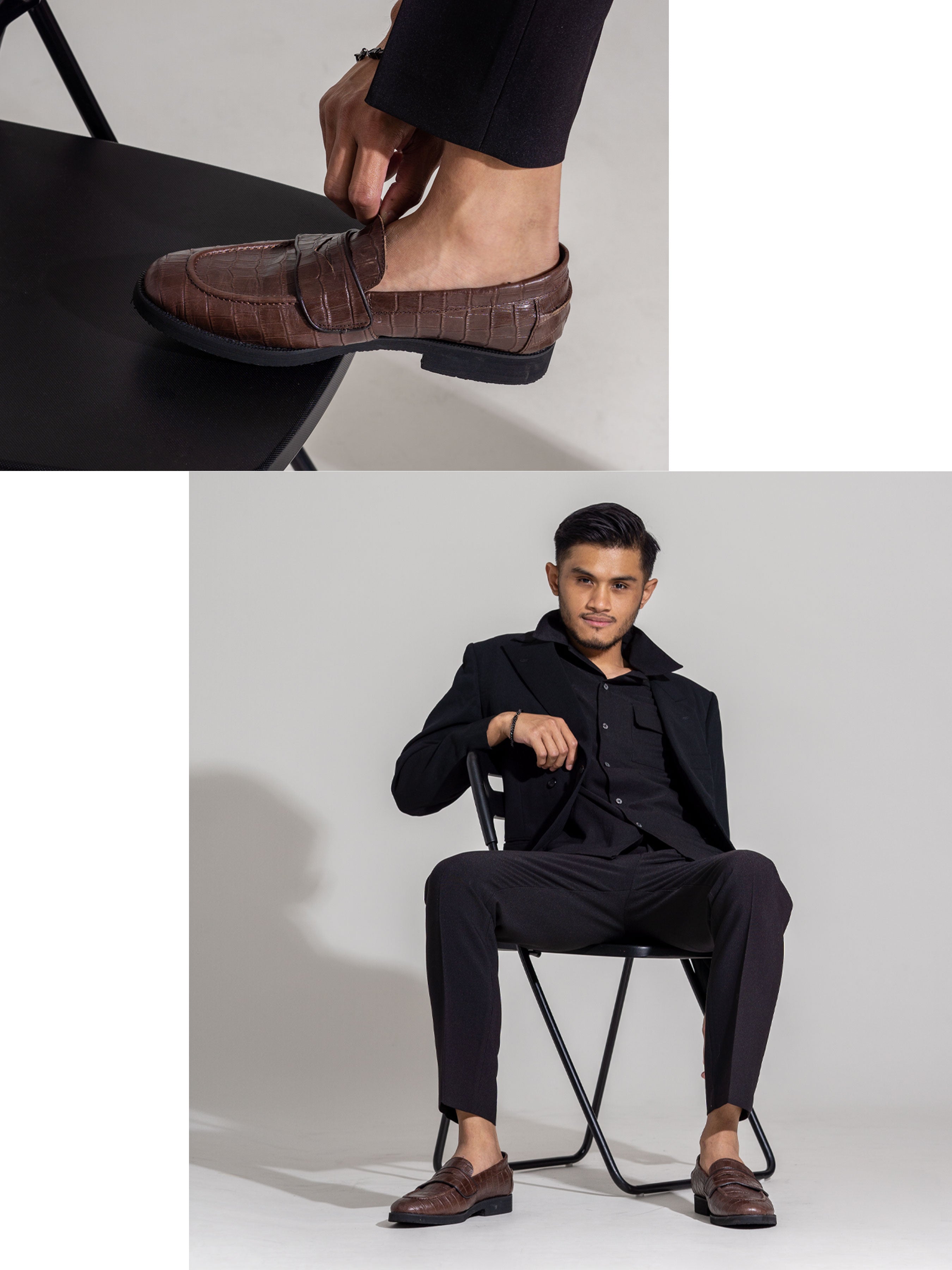 Wayne Penny Loafer - Coffee Croco Leather (Crepe Sole) - Zeve Shoes